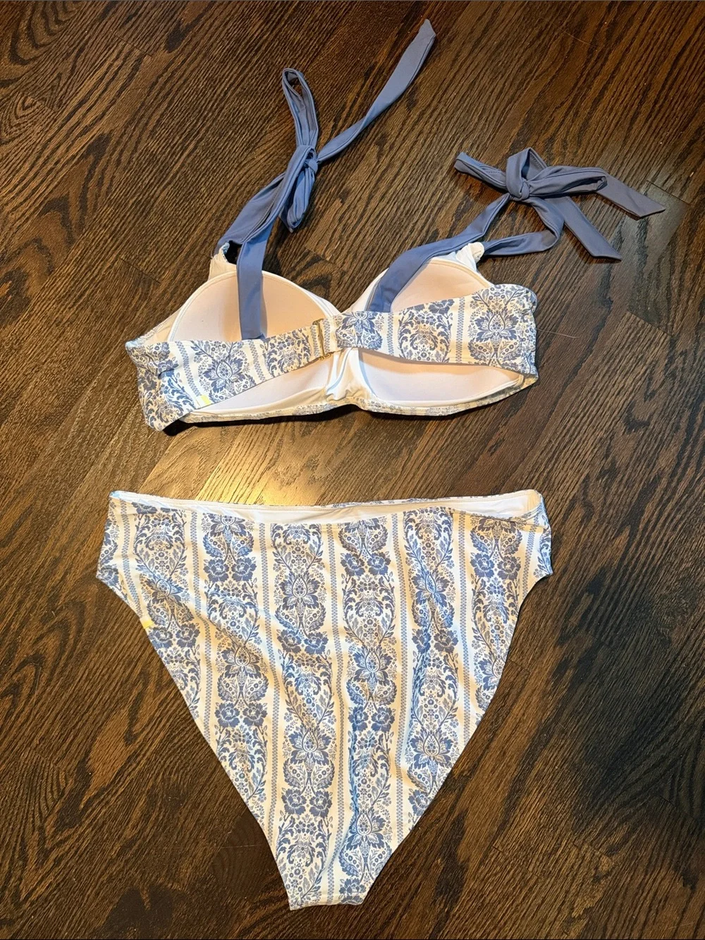 summersalt Blue & White Striped Floral Bikini Set